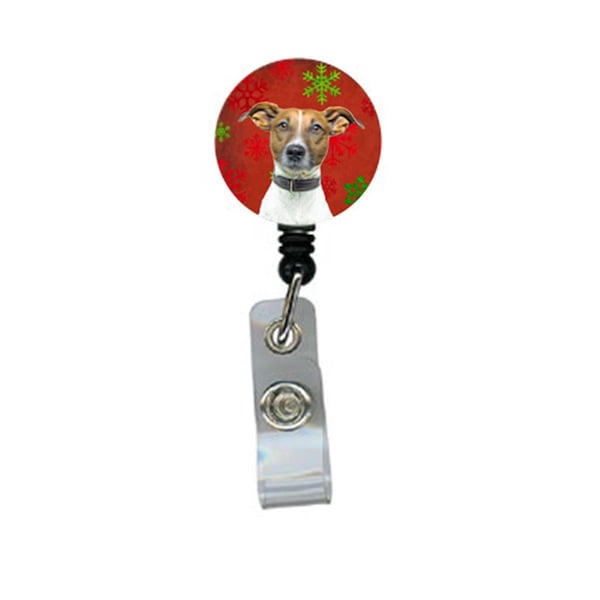Teacher&Aposs Aid Red Snowflakes Holiday Christmas Jack Russell Terrier Retractable Badge Reel TE3439778 - main